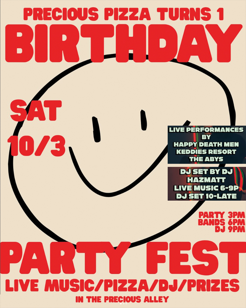 DJ HazMatt w/ Happy Death Men & more @ Precious Pizza in Salem, OR, Saturday October 3
